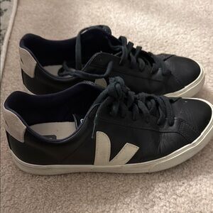 Veja women’s Campo Black Sneakers with White Accents